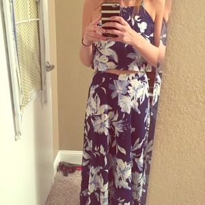Floral navy floral 2-piece maxi dress