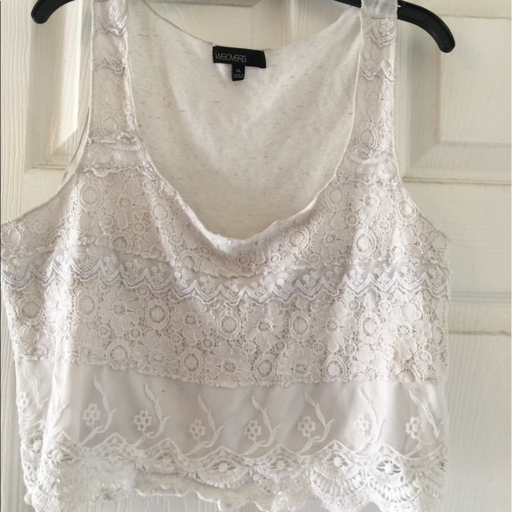 White lace crop top