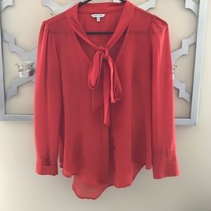 Tomato bow neck blouse