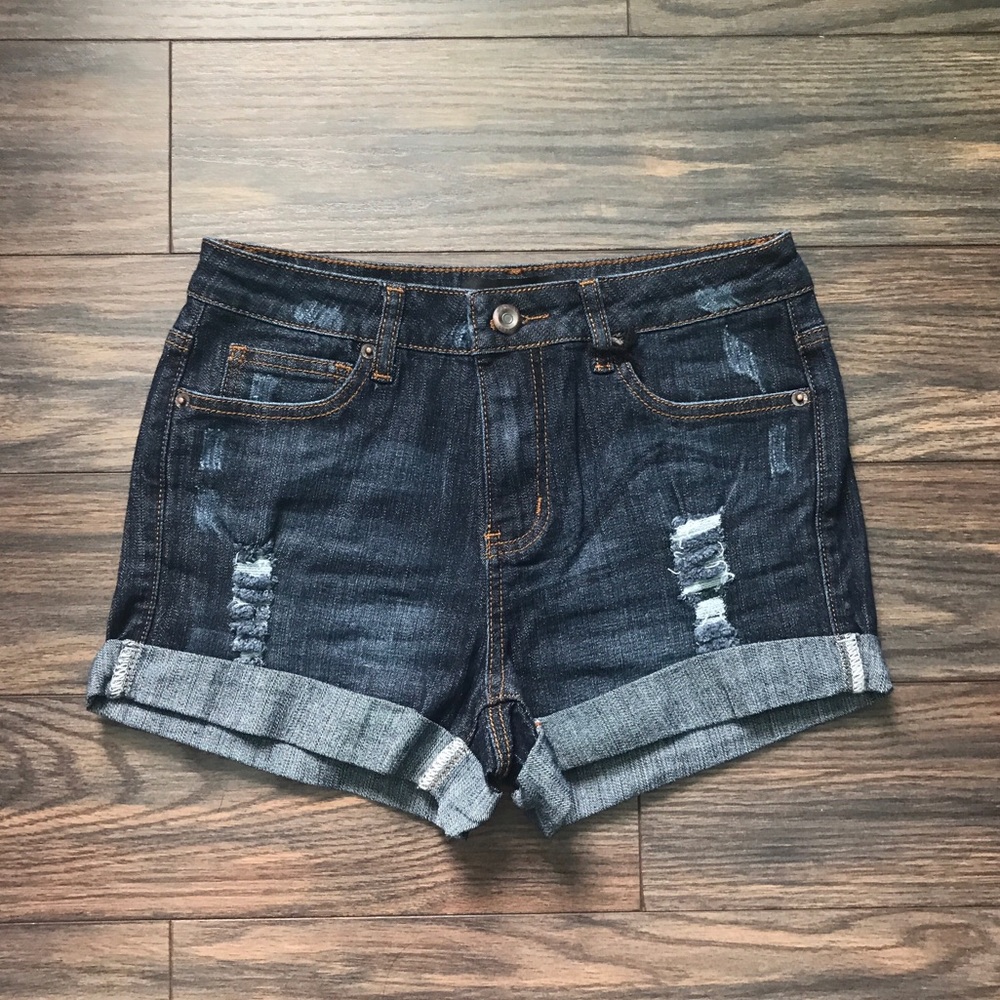 KAYLA Destroyed Denim Cuffed Shorts