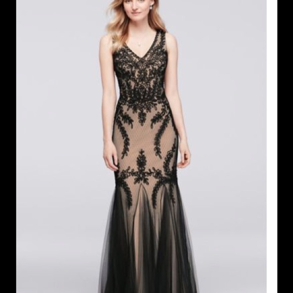 Cachet Black Lace Mermaid Gown