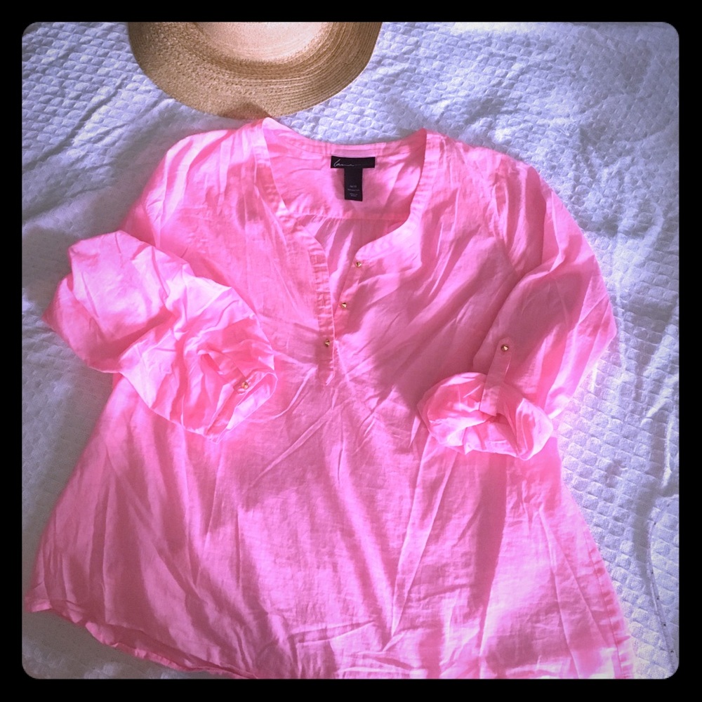 Sexy Pink Lane Bryant Top with Gold Stud Detail