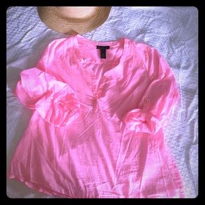 Sexy Pink Lane Bryant Top with Gold Stud Detail