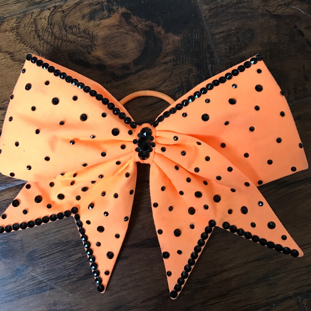 Orange / black Cheer bow (vegas bows)