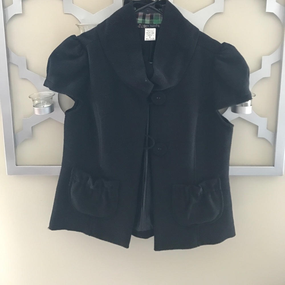 Cropped short sleeve pea coat