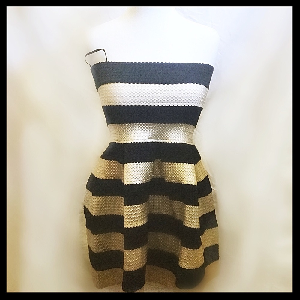 Forever 21 Black and gold mini dress, size L, NWT.