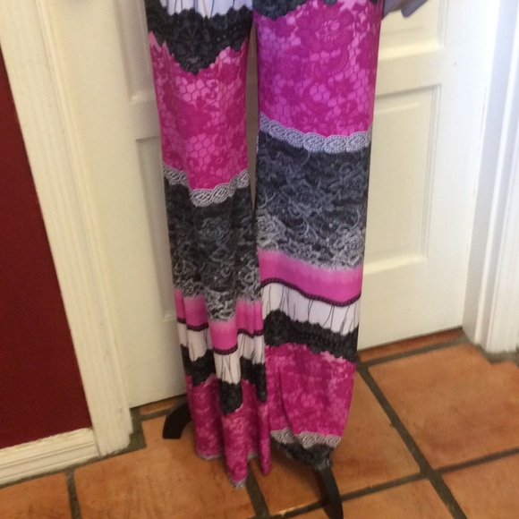 NWT pink black white print palazzo pants - Picture 3 of 6