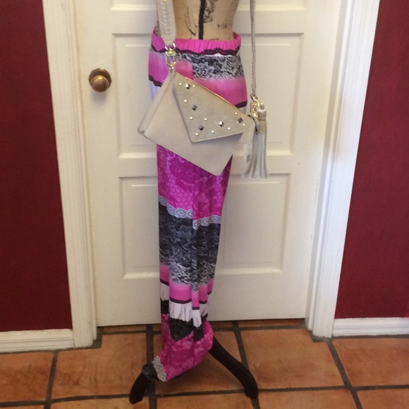 NWT pink black white print palazzo pants - Picture 4 of 6