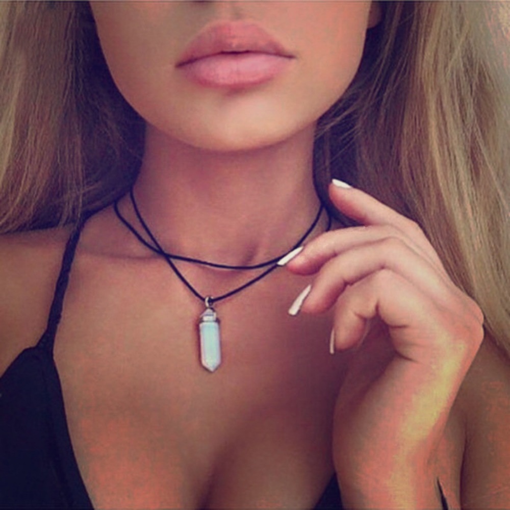 Black Gypsy Opal Healing Stone Choker Necklace