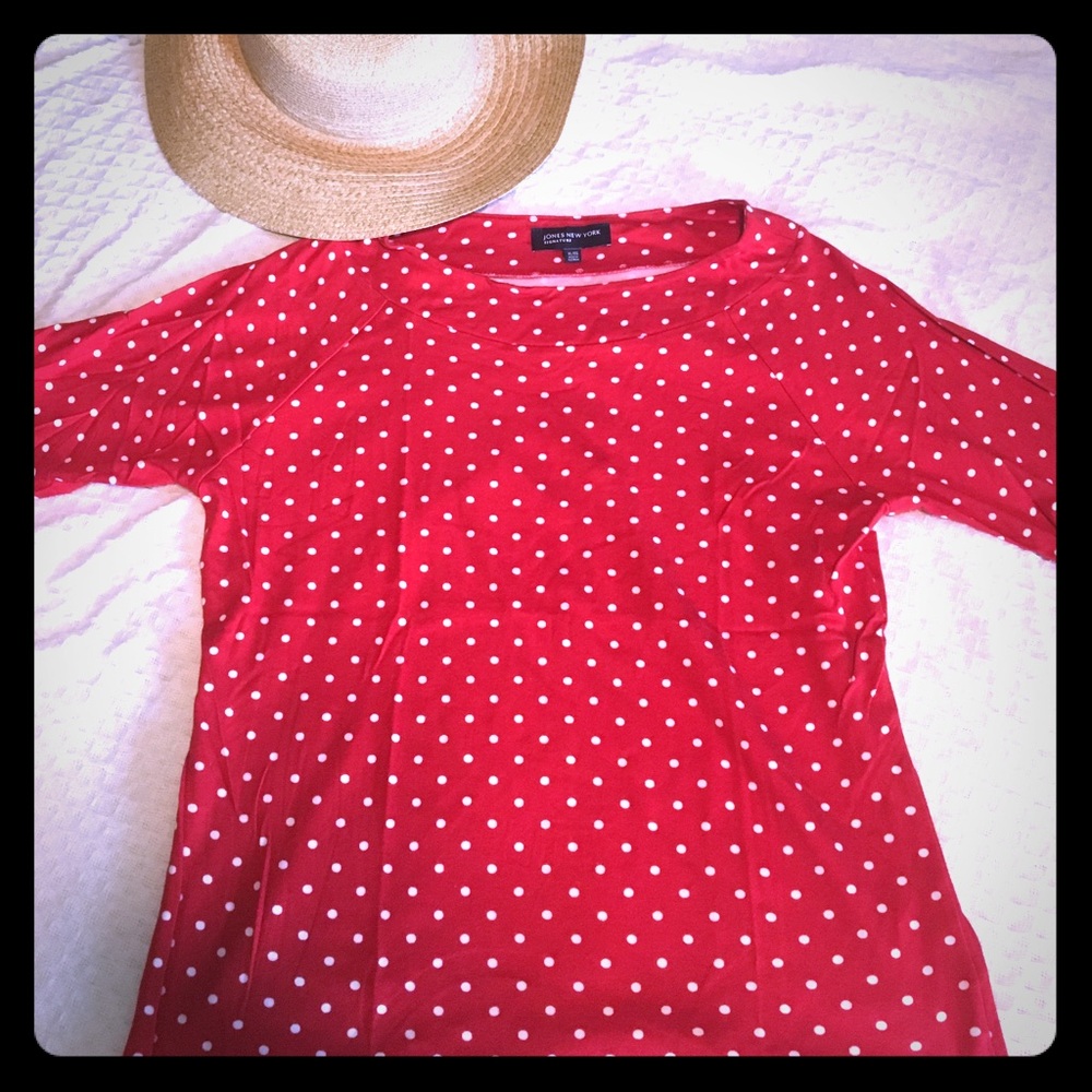 Red & White Polka Dot Jones New York Boatneck Top