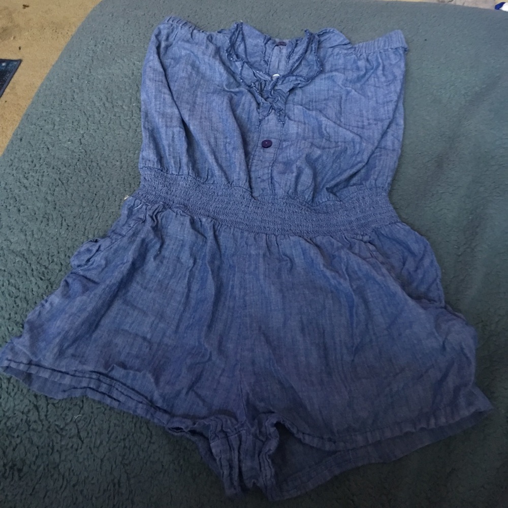 Light blue strapless romper