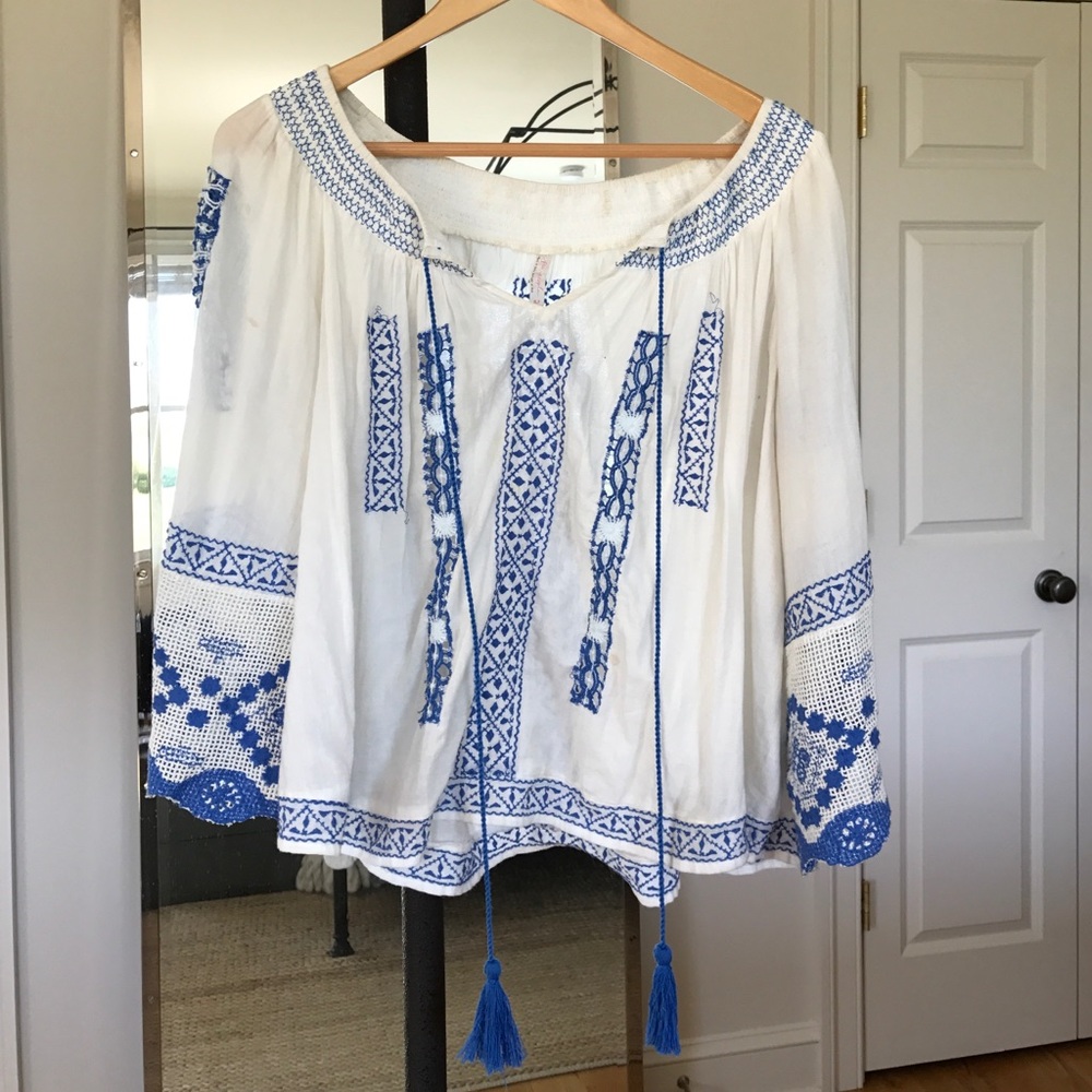 Free People Blue and White Tunic