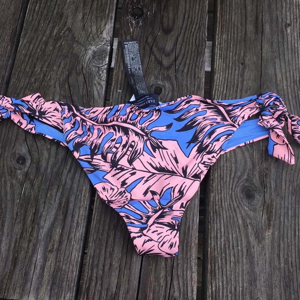Zara Blue & Pink Tropical Bikini Bottom! NEW! - Picture 2 of 4