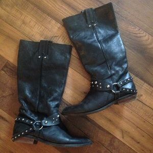 Black leather boots