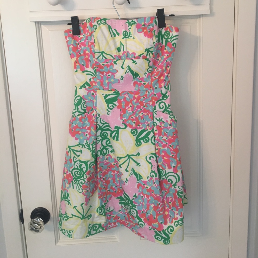 Lilly Pulitzer print strapless dress