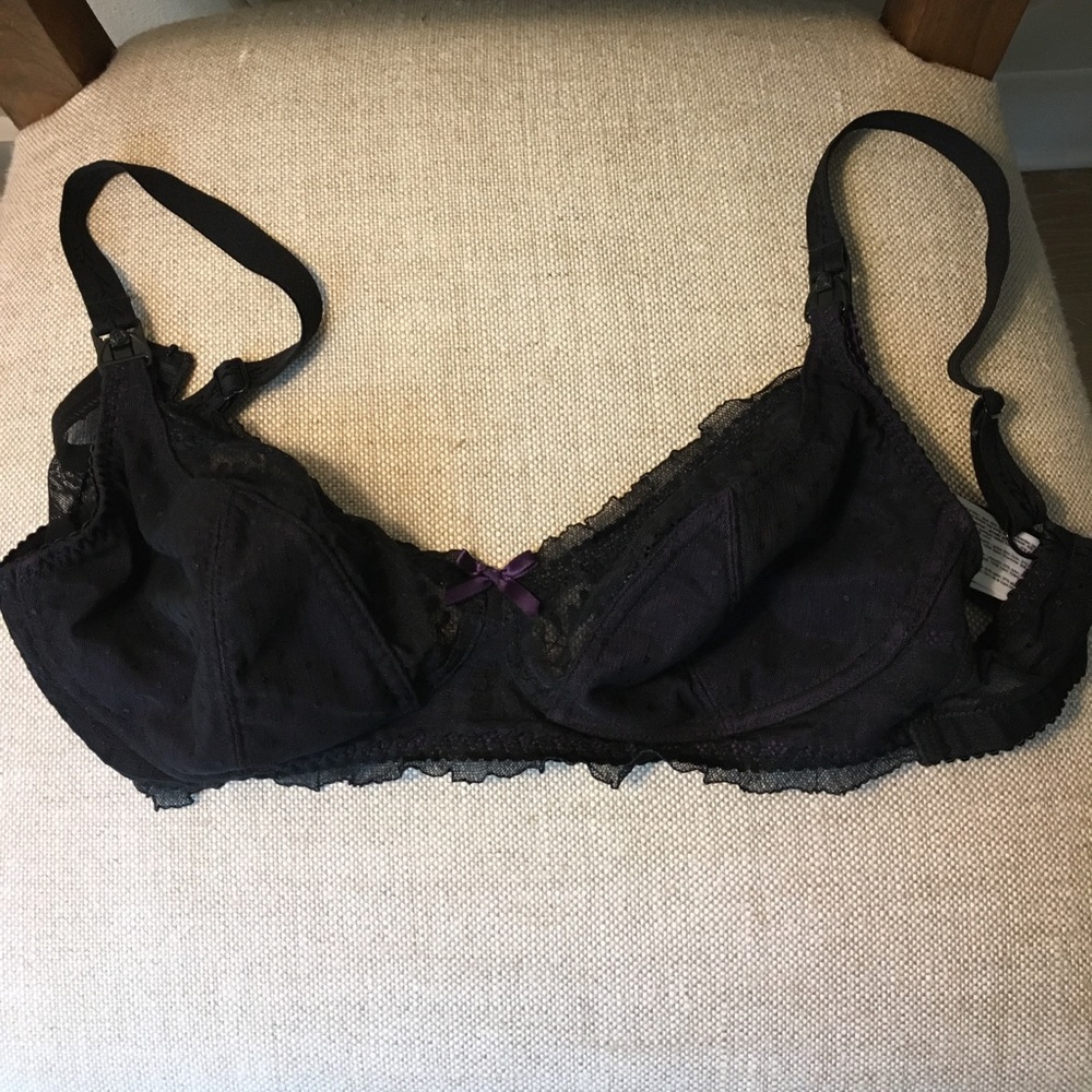 Black lace nursing bra