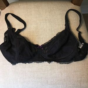 Black lace nursing bra