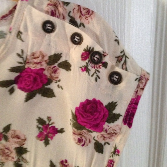 Forever 21 Dress Cream and Pink Floral Size M - Picture 3 of 4