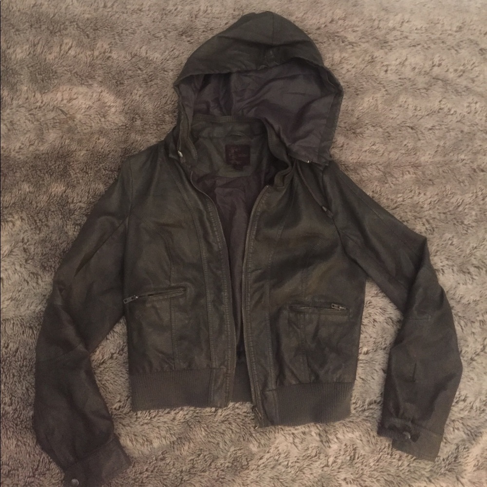 Dark gray faux leather jacket