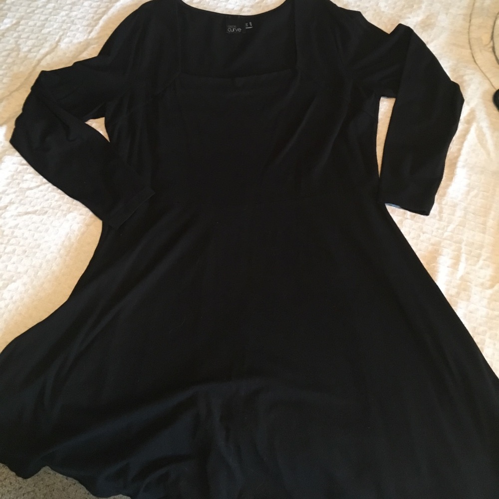 Black Square Neck Asos Curve Long Sleeve Skater