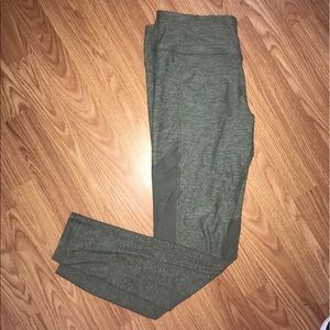 Green Mesh-cutout Workout Leggings