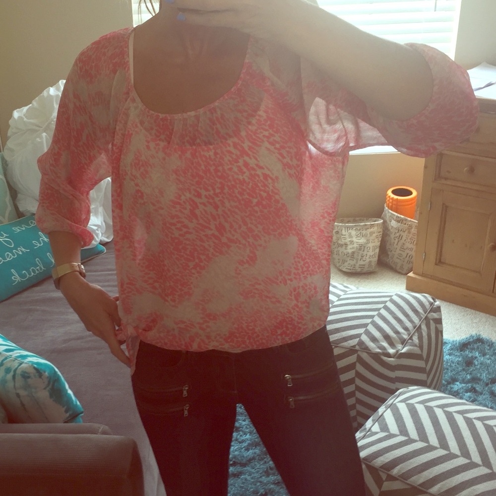 Express Pink Sheer Blouse