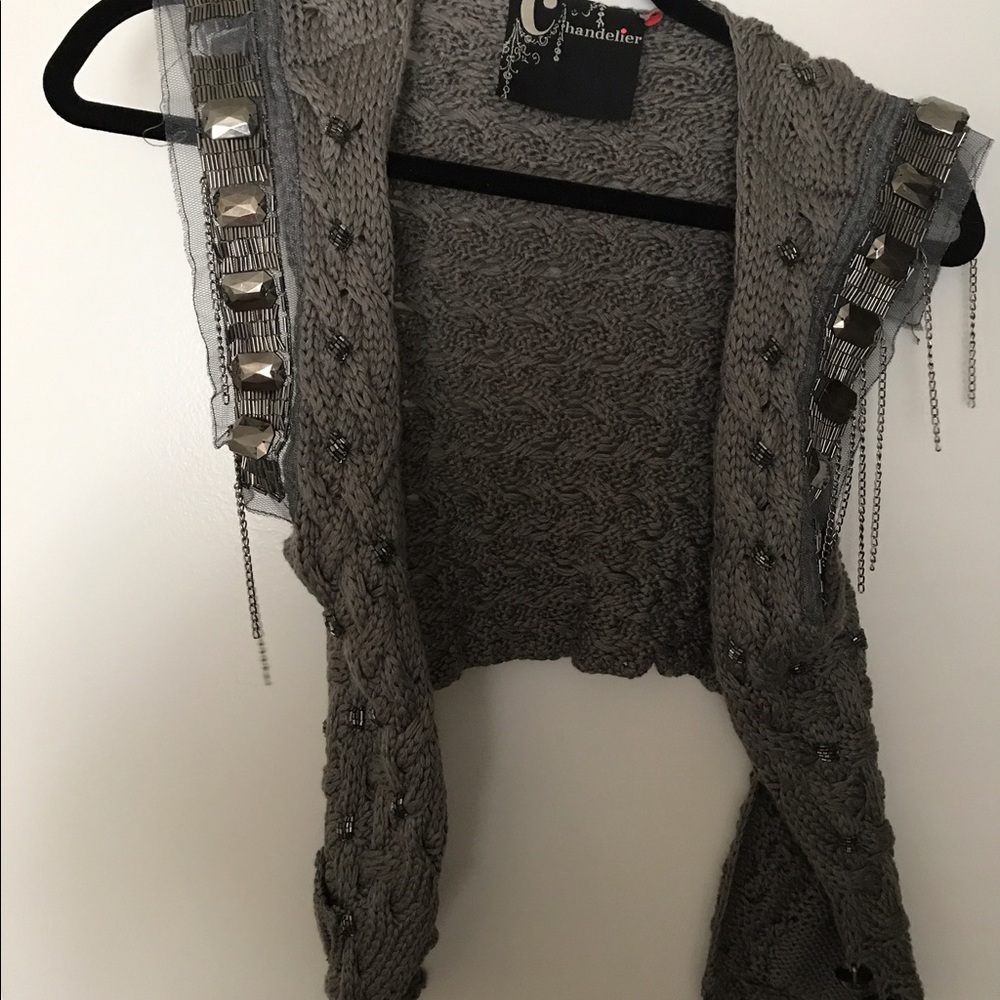 Grey vest with hardware
