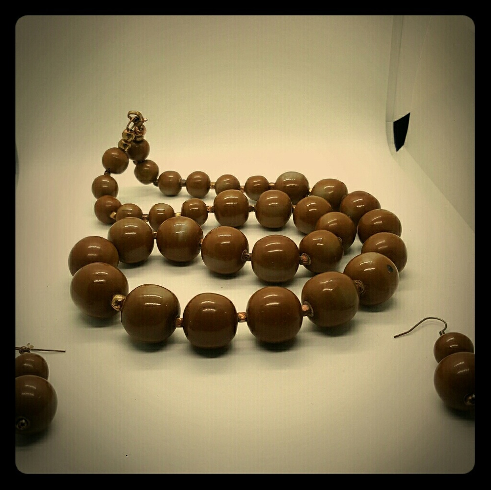 Brown Beaded Necklace Set
