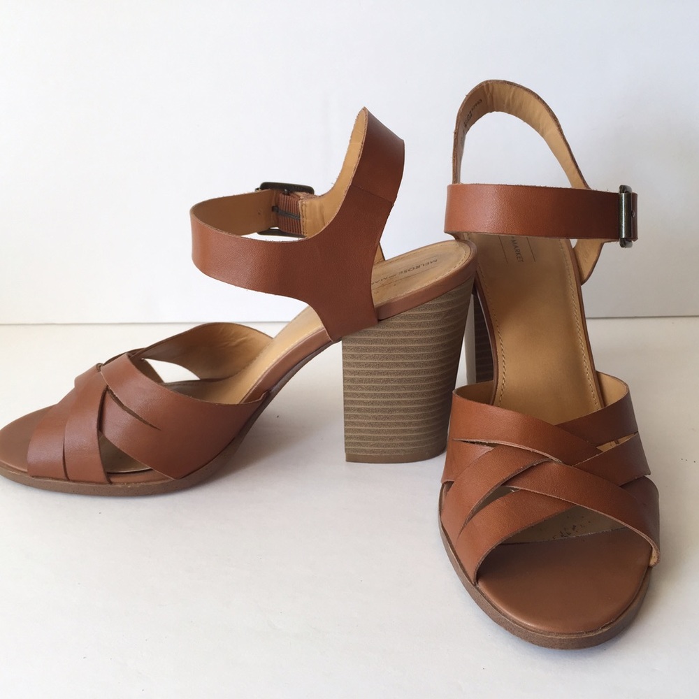 Leather Ankle Strap Block Heel