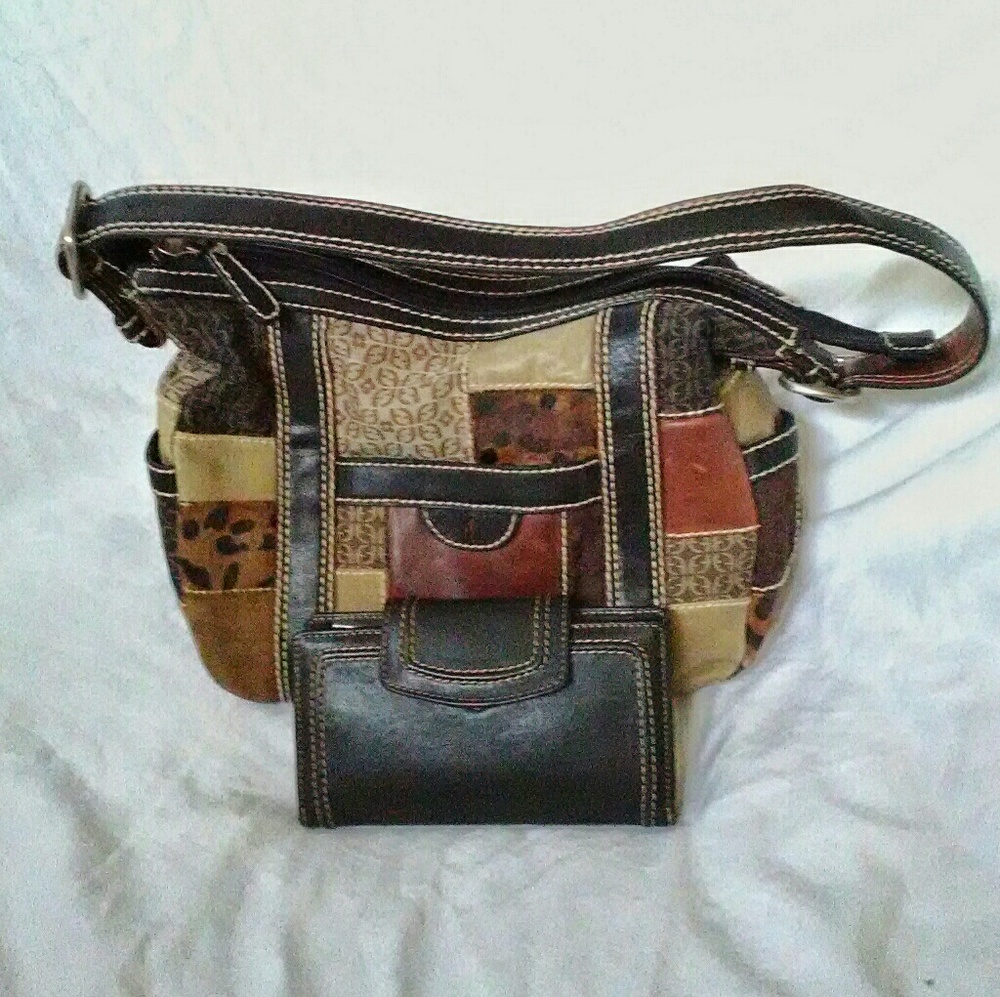 Fossil Leather & Animal Print Calfskin Patch Purse