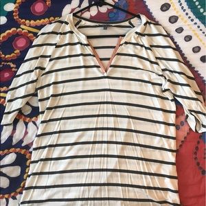 Market & Spruce grey and cream striped blouse