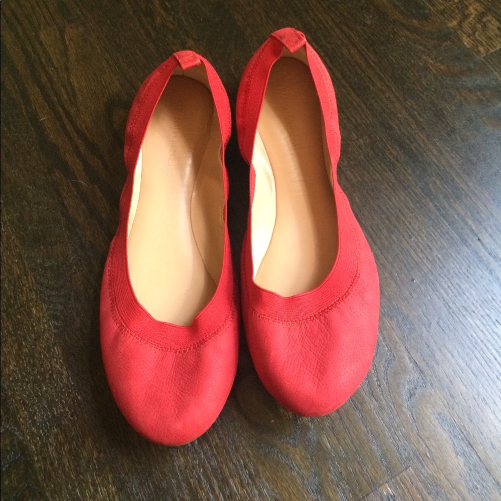 Red leather flats