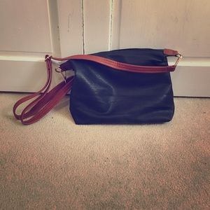 Brown and black leather should bag