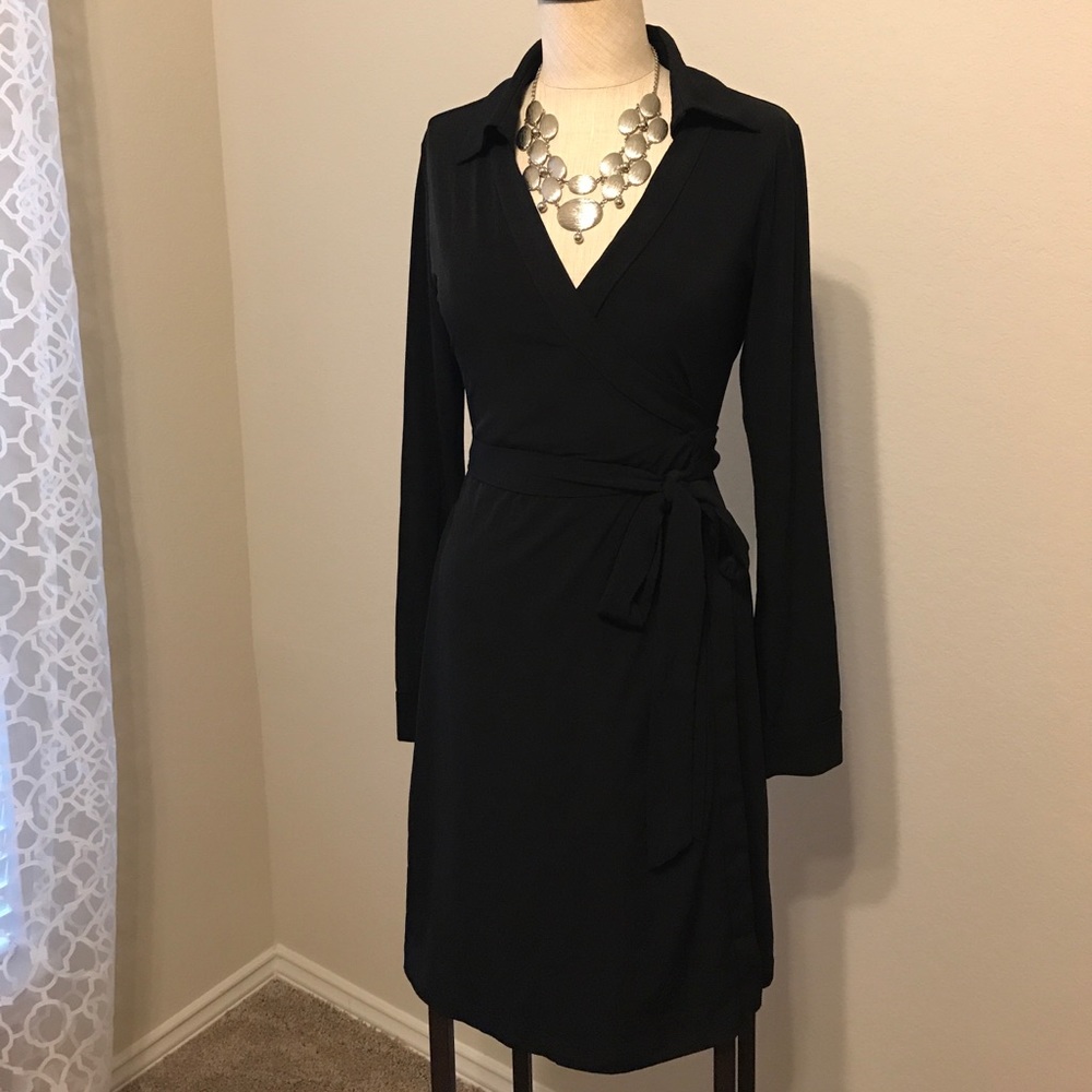 Calvin Klein black wrap dress.