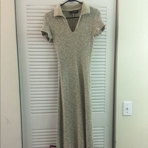Beige long collar dress