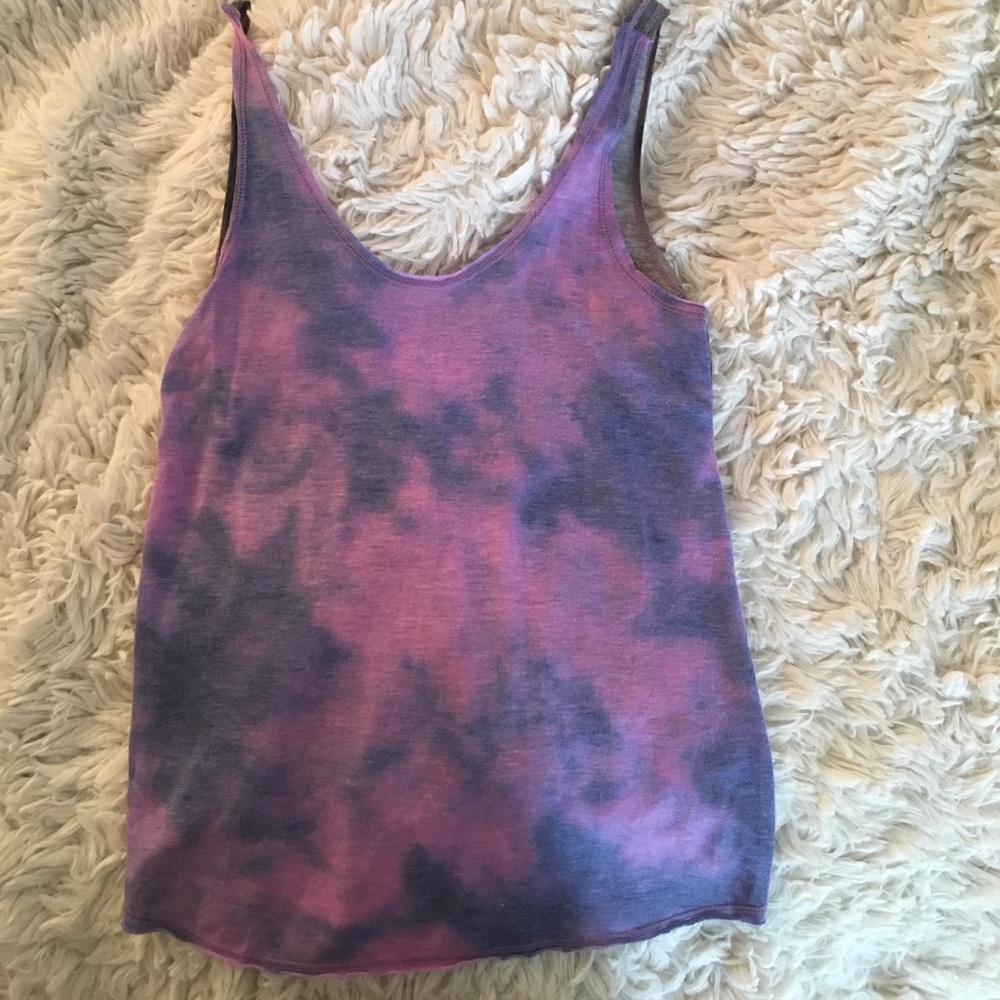 Purple and grey tie dye tank top