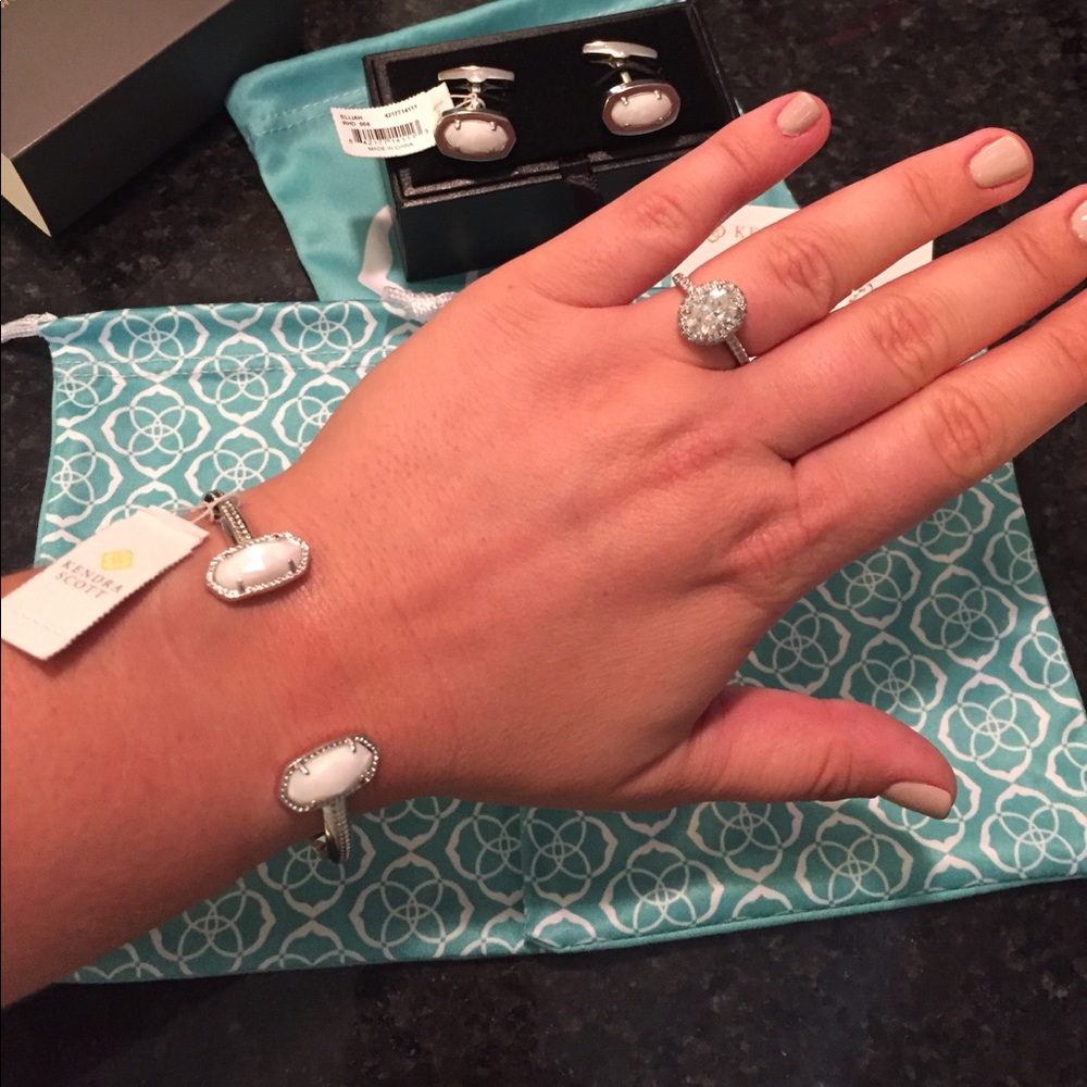 Kendra Scott Elton Cuff Bracelet NWT Pearl Silver