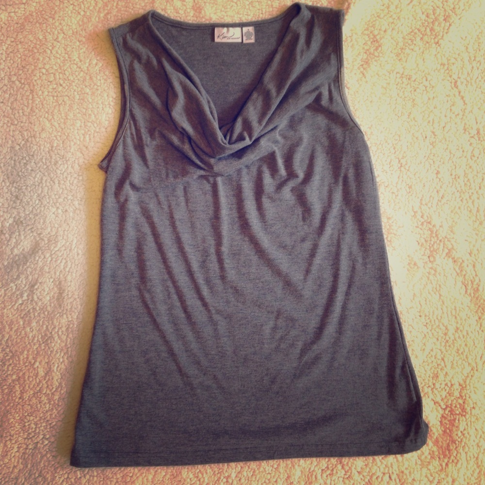 Kim Rogers gray shell blouse
