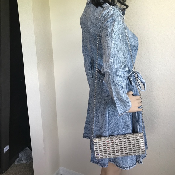 👗Large Acid Washed Denim Shirt Dress - Picture 3 of 4