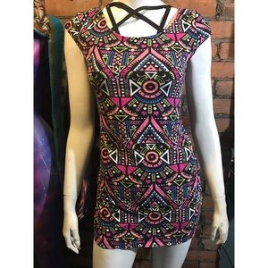 Printed body con dress