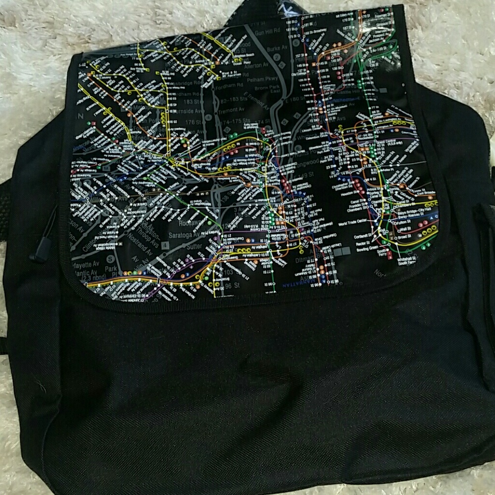 NWT NYC Subway Line Black Large Backpack