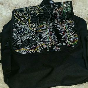NWT NYC Subway Line Black Large Backpack