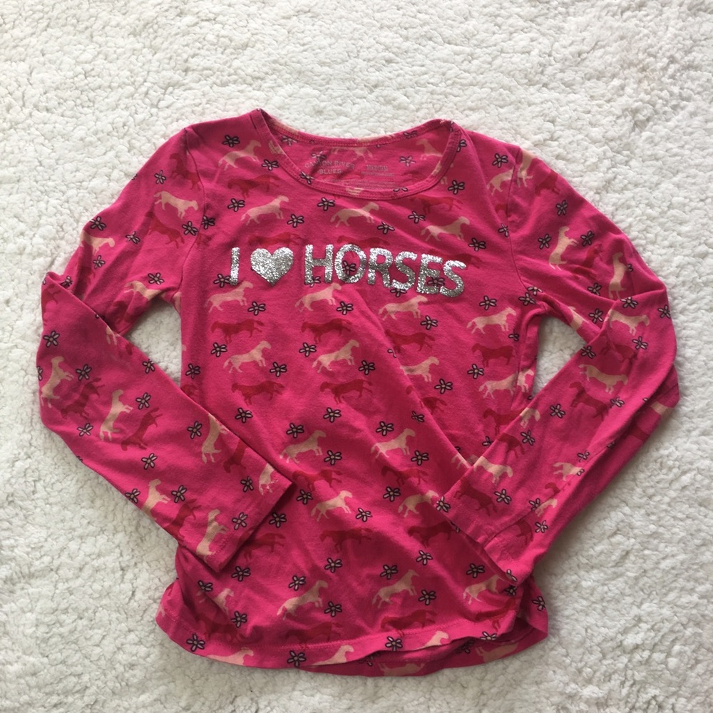 I 💖 Horses Girls Tee Shirt Size Medium