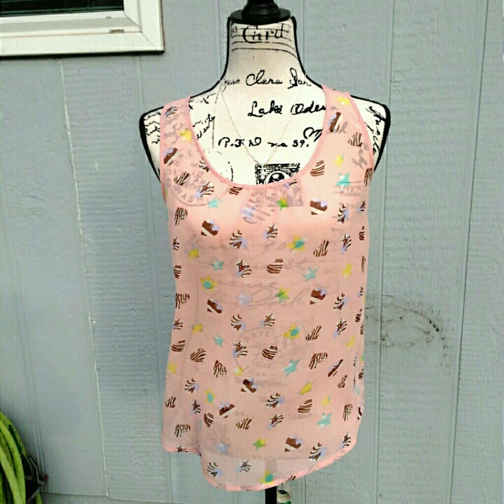 Sheer Pink Tank w/ Hearts