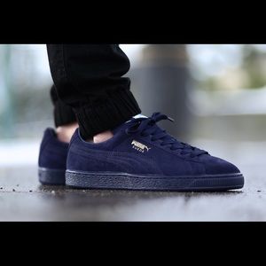 Navy blue puma suede