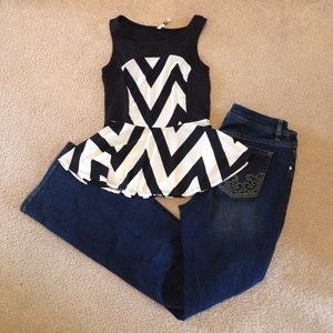 Black & white Peplum Top