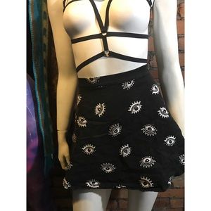 Black high waisted skater skirt