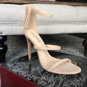 Liliana Nude Suede Ankle Strappy Heels