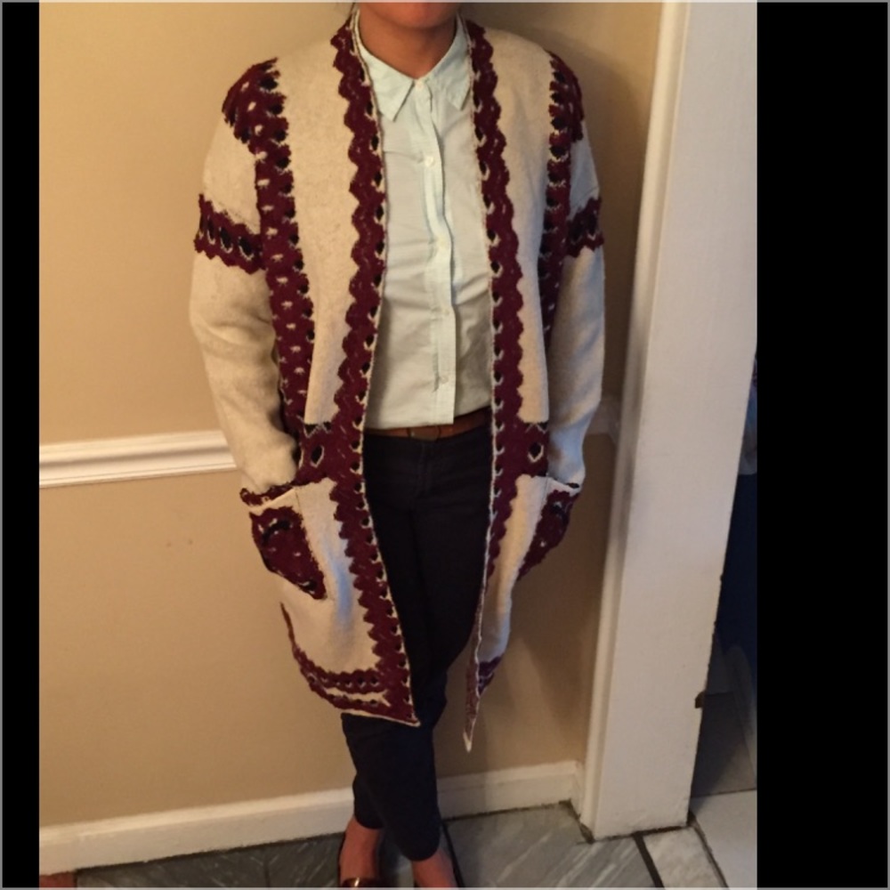 BCBGMaxAzria Textured Open Cardigan Sweater