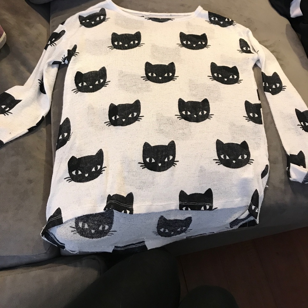 black kitty knit sweater